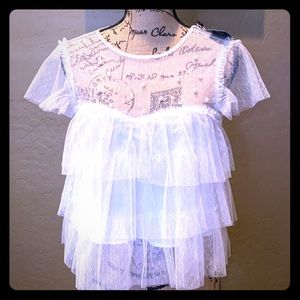 Beautiful - white sheer top with pearl accents